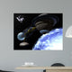 Spaceship Orbiting Blue Planet Wall Mural