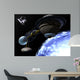 Spaceship Orbiting Blue Planet Wall Mural