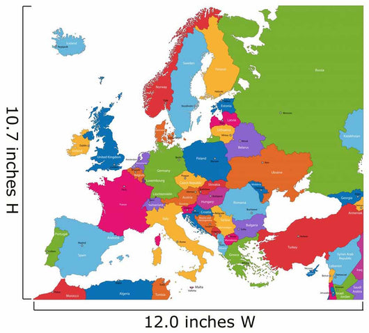 Colorful Europe Map With Countries Wall Mural
