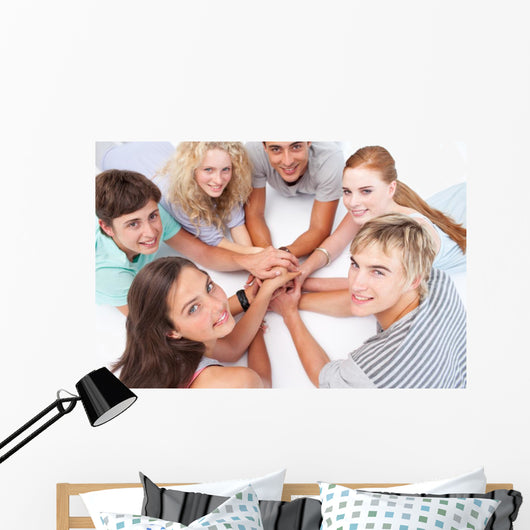 Teens Playing Floor Hands Wall Mural