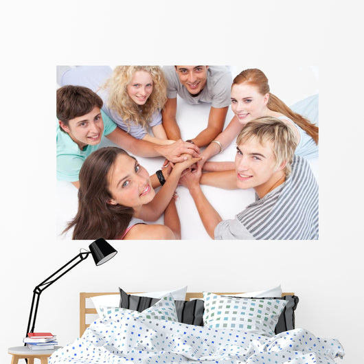 Teens Playing Floor Hands Wall Mural