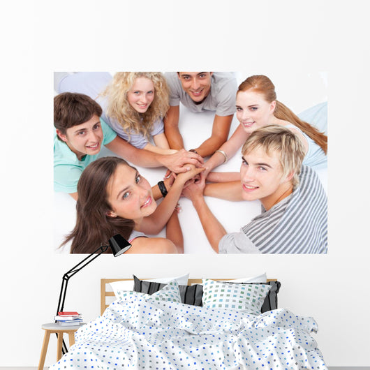 Teens Playing Floor Hands Wall Mural