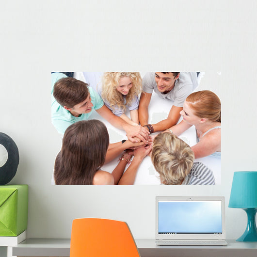 Teens Playing Floor Hands Wall Mural