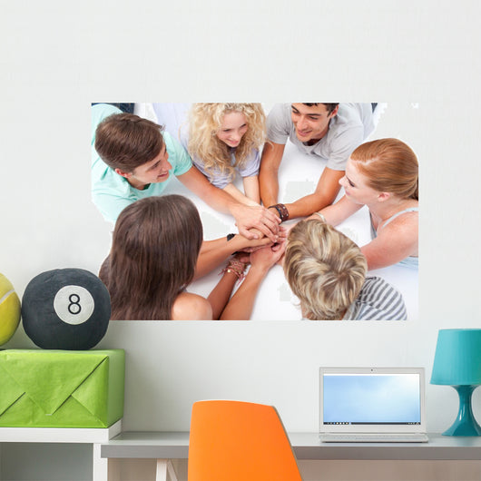 Teens Playing Floor Hands Wall Mural