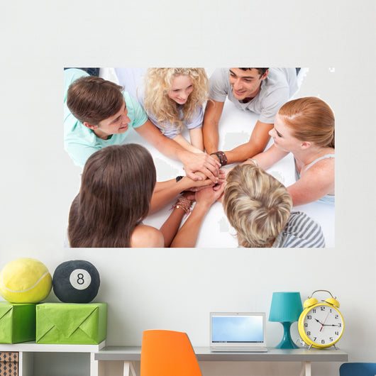 Teens Playing Floor Hands Wall Mural