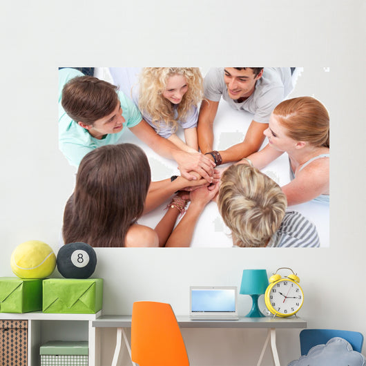 Teens Playing Floor Hands Wall Mural