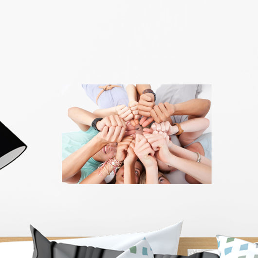 Teens Lying Floor with Wall Mural