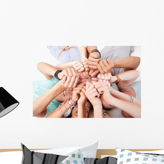 Teens Lying Floor with Wall Mural