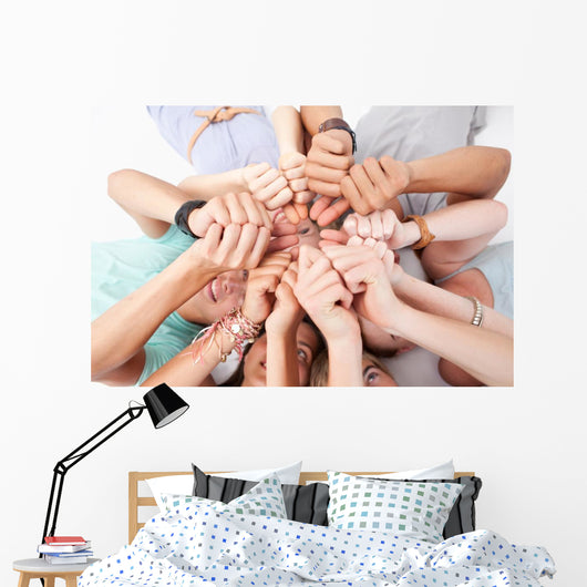 Teens Lying Floor with Wall Mural
