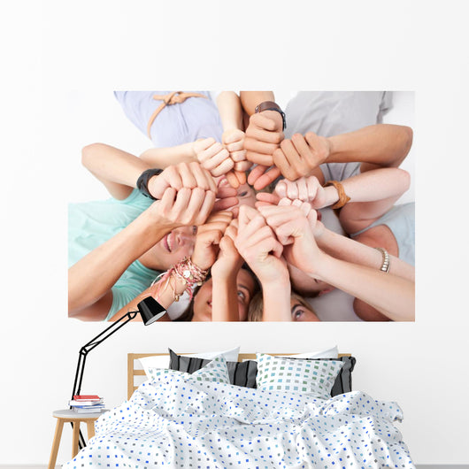 Teens Lying Floor with Wall Mural