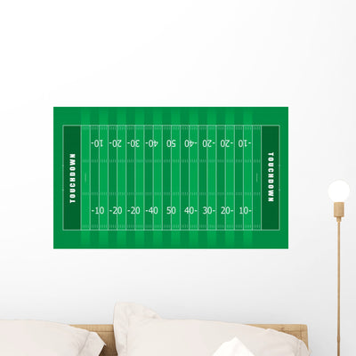 American Football Field Wall Mural shown on a wall