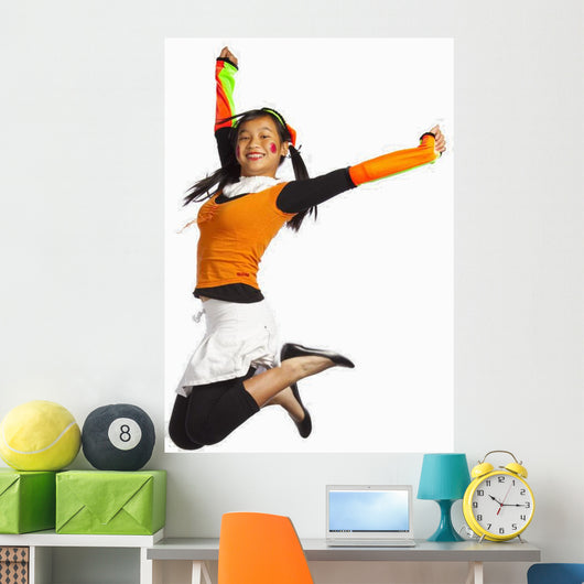 Girl Jumping Wall Mural