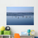 Seagulls Standing On The Shore As The Waves Roll In Wall Mural