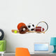 Assorted Sports Equipment on White Wall Decal