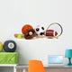 Assorted Sports Equipment on White Wall Decal