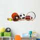 Assorted Sports Equipment on White Wall Decal