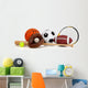Assorted Sports Equipment on White Wall Decal