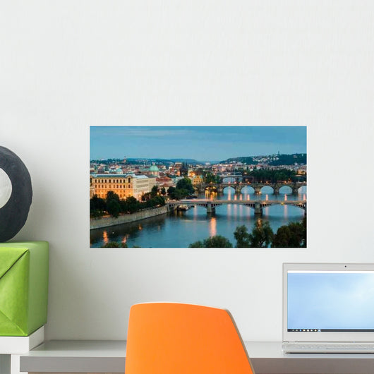 Prague and Vltava River Wall Mural