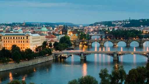 Prague and Vltava River Wall Mural