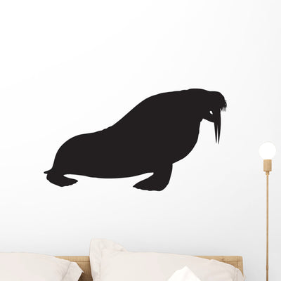 Walrus Silhouette Vector Graphics Wall Decal shown on a wall