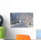 Trees Lining The Road In Winter Wall Mural