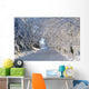 Trees Lining The Road In Winter Wall Mural