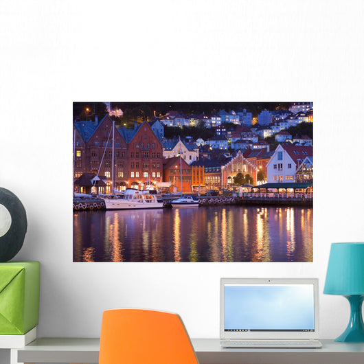 Scenery of Bryggen in Bergen, Norway Wall Mural
