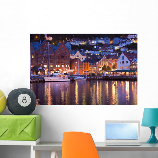 Scenery of Bryggen in Bergen, Norway Wall Mural