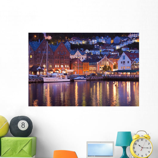 Scenery of Bryggen in Bergen, Norway Wall Mural