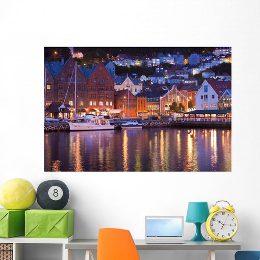 Scenery of Bryggen in Bergen, Norway Wall Mural