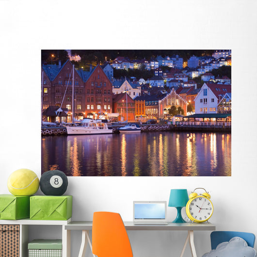 Scenery of Bryggen in Bergen, Norway Wall Mural