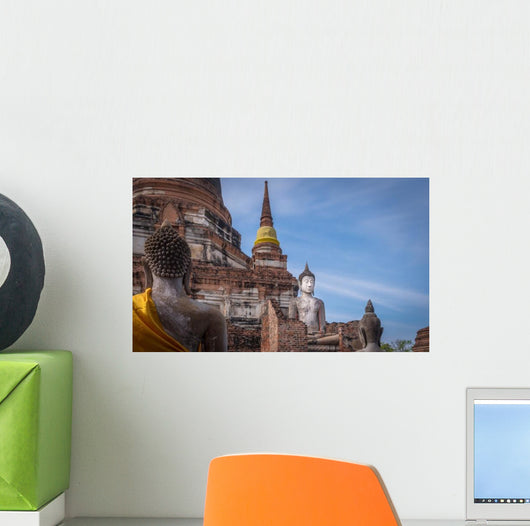 Buddha Statues Saffron Sashes Wall Decal