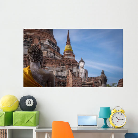 Buddha Statues Saffron Sashes Wall Decal