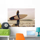Young Woman With Her Surfboard At The Beach Wall Mural