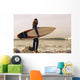 Young Woman With Her Surfboard At The Beach Wall Mural