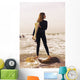 Young Woman With Her Surfboard Wall Mural