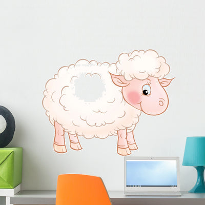 White Sheep Wall Decal shown on a wall