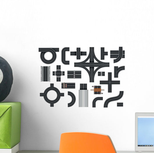 Street Road Elements Wall Decal Sticker Set