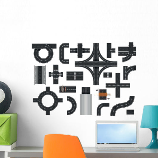 Street Road Elements Wall Decal Sticker Set