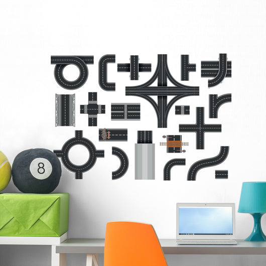 Street Road Elements Wall Decal Sticker Set