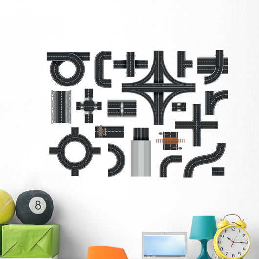 Street Road Elements Wall Decal Sticker Set