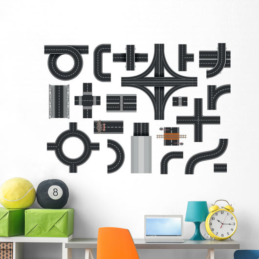 Street Road Elements Wall Decal Sticker Set