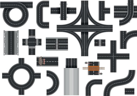 Street Road Elements Wall Decal Sticker Set