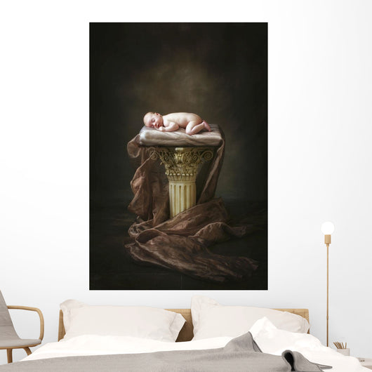 A Baby Asleep On A Pillar Wall Mural