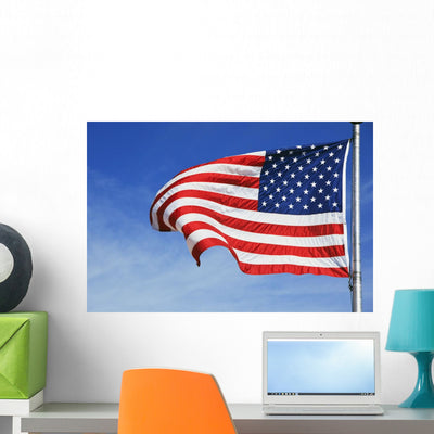 American Flag Wall Mural shown on a wall