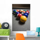 Pool Balls On A Billiard Table With The Eight Ball Facing Upwards Wall Mural