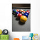 Pool Balls On A Billiard Table With The Eight Ball Facing Upwards Wall Mural