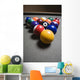 Pool Balls On A Billiard Table With The Eight Ball Facing Upwards Wall Mural