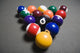 Pool Balls On A Billiard Table With The Eight Ball Facing Upwards Wall Mural