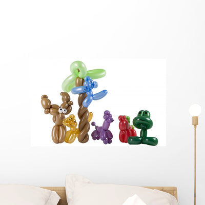 Twisted Balloon Animals White Wall Decal Design 2 shown on a wall
